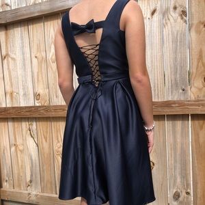 Morilee Madeline Gardner navy blue dress